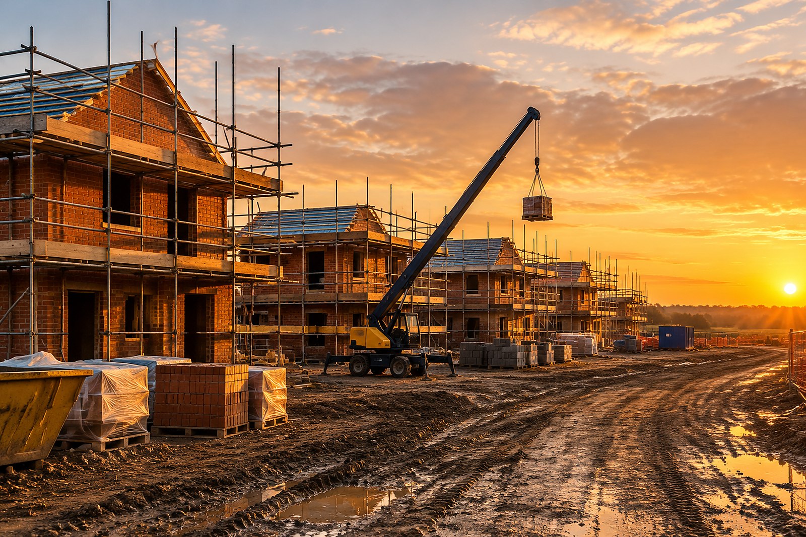 Residential site under construction viewed at street level